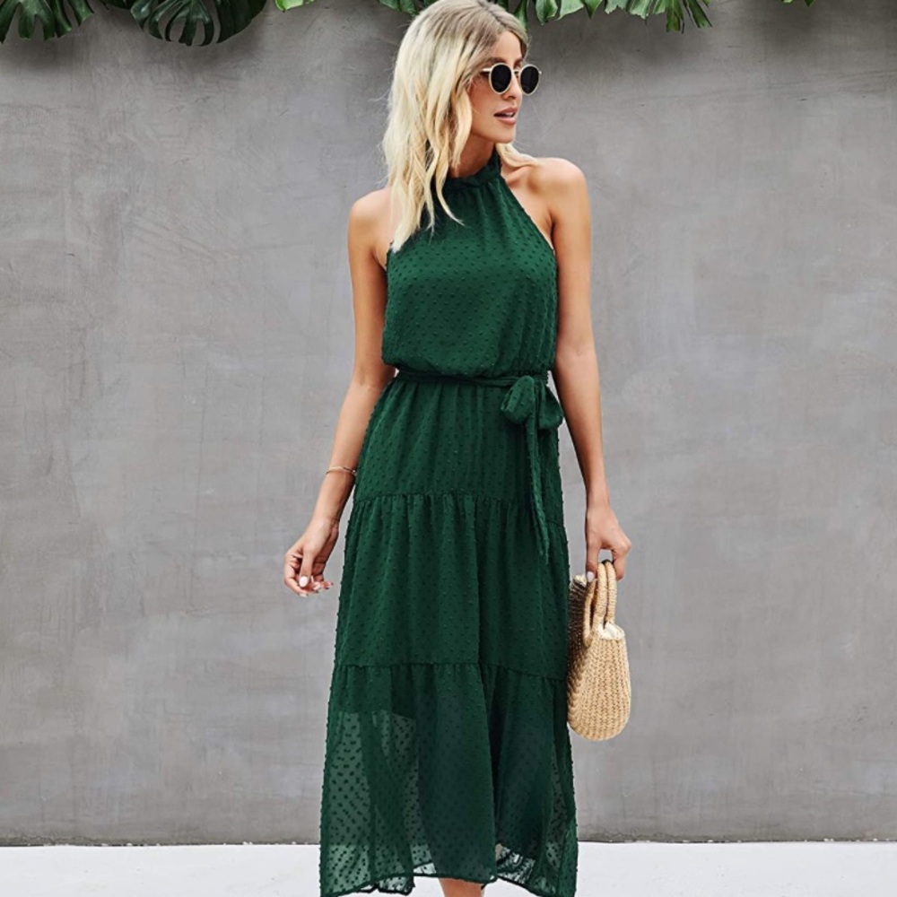 Green midi dress
